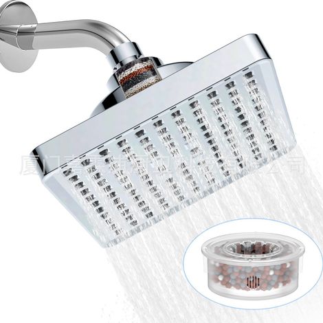 Pommeau de douche haute pression de 15 cm, filtration en 15 étapes, finition chromée (1/5)