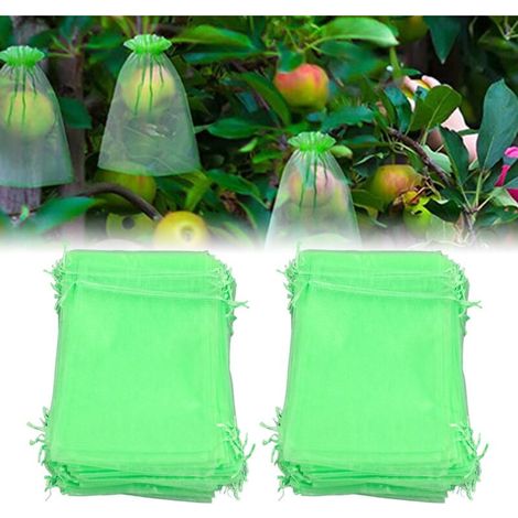 Sachet de protection Fruit Bio sac Mesh Réutilisable en Polyéthène Green Pack 100PCS de 10x15cm pour Fruits Arbres (1/5)