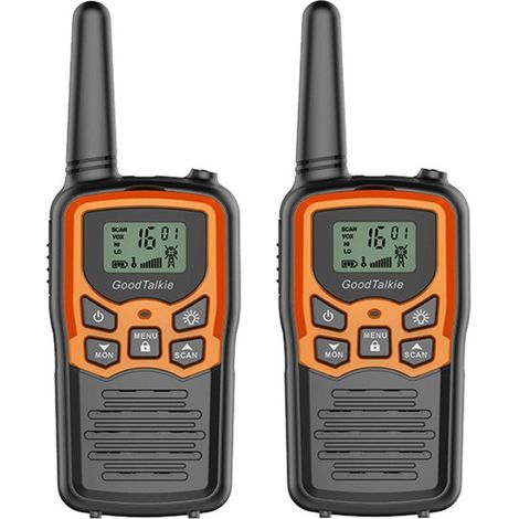 Walkie-Talkie, Fernbedienung für Erwachsene mit 22 FRS-Kanälen, Heimsprechanlage mit LED-Taschenlampe, Vox, LCD-Display, ideal zum Wandern und Campen (Orange 2-teiliges Set)