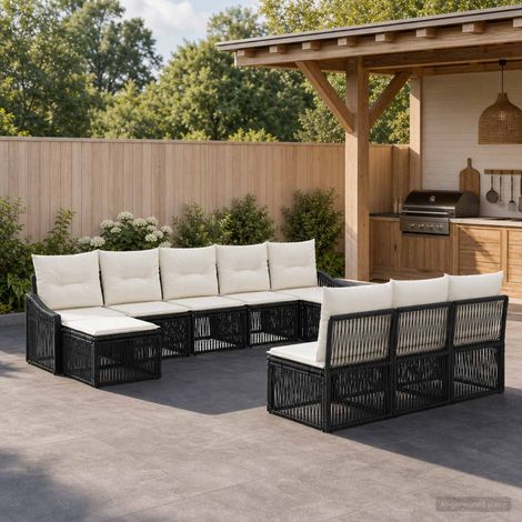 Set Divano da Giardino 10 pcs Nero polyrattan vidaXL (1/5)