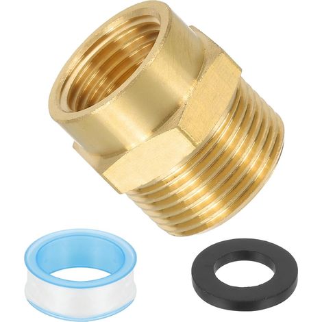 Raccord De Tuyau En Laiton 3/4" G Male x 1/2" NPT Female, Réducteur De Prolongateur De Tuyau Pour Air Et Gaz LP Avec Ruban PTFE - 1PCS (1/5)