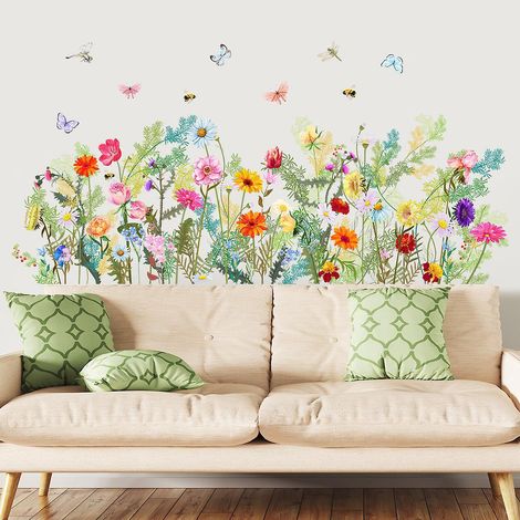 plante, Fleur, Stickers Muraux Papillon, Jardin, Stickers Muraux Fleur, Stickers Muraux Papillon Volant, Chambre, Salon, Bureau, Canap, Fond, Mur (1/5)