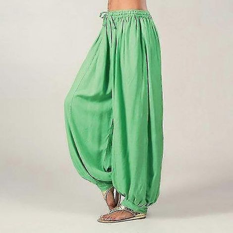 Pantalon de yoga pour femme, style harem, ample, avec cordon de serrage, idéal pour la danse du ventre et le yoga. Disponible en vert, blanc et noir. Vêtements de sport d'hiver, coupe ample et décontr (1/5)