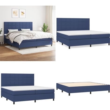 Boxspringbett mit Matratze Blau 200x200 cm Stoff - Boxspringbett - Doppelbett - Blau - Bettsofa - Schlafsystem - Home & Living