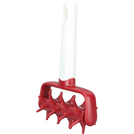 Rouleau à pizza à pointes rouges pour éviter les cloques et optimiser le pétrissage des pâtes denses. Idéal pour la cuisine. (1/5)