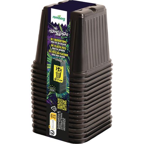 Romberg HOMEGROW GROWER Anzuchtöpfe 15 Kunststofftöpfe quadratisch 7 cm schwarz