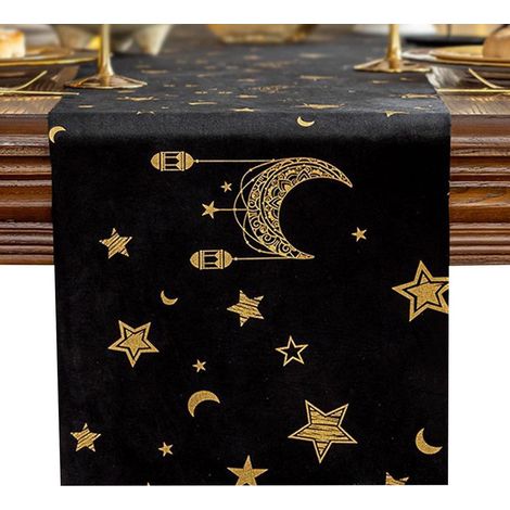 Ramadan Tischläufer 180x33cm mit Stern Mond Muster für Eid Mubarak Deko