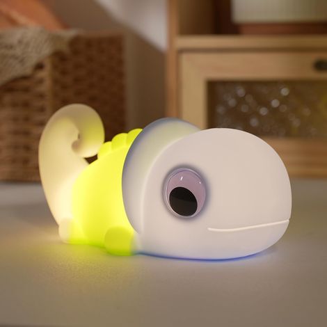 Chamäleon-Nachtlicht für Kinder – 1 Stück – Weiches Silikon – RGB-Licht und Naturgeräusche – Fürs Babyzimmer und eine ruhige Nacht – Mehrfarbig (1/5)