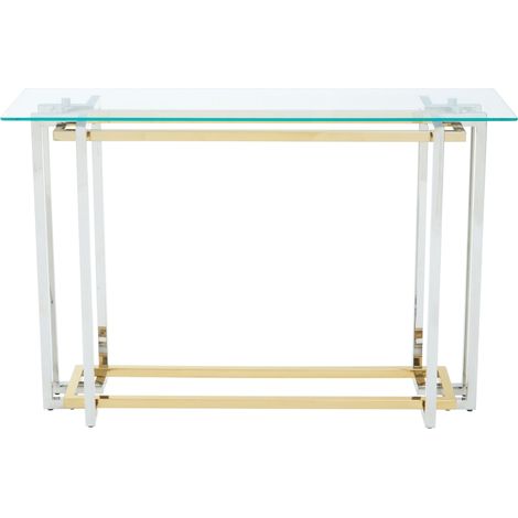 Interiors by Premier Glass Top Console Table, Gold and Silver Luxury Console Table, Modern Style Console Table with Glass Top (1/5)
