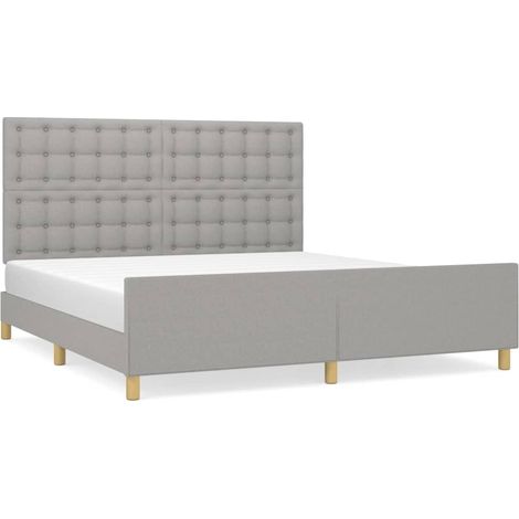Lit double  Lit adulte  Cadre de lit sans matelas gris clair 160x200 cm tissu (1/5)