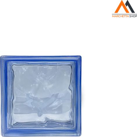 MATTONE IN VETROCAMERA ONDULATO cm 19 x 19 x 8 - blu