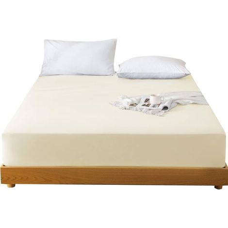 Rutschfestes Spannbettlaken für Matratzen, beige, 180 x 200 cm, atmungsaktiv und staubdicht (1/5)