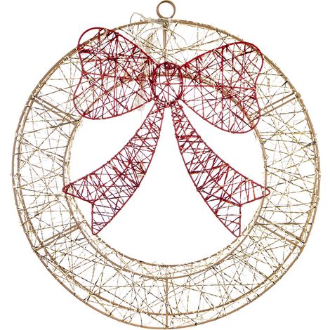 Decorazione natalizia a LED oro e rossa, dimensioni 53x50x10,5 cm, lunghezza cavo 290 cm. (1/5)