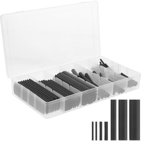 Kit de Gaines Thermorétractables Maintenance Adapté aux Projets DIY et Maintenance Professionnelle 127pcs en Polyoléfine Noire pour Isolation Thermique et Protection des Câbles (1/5)