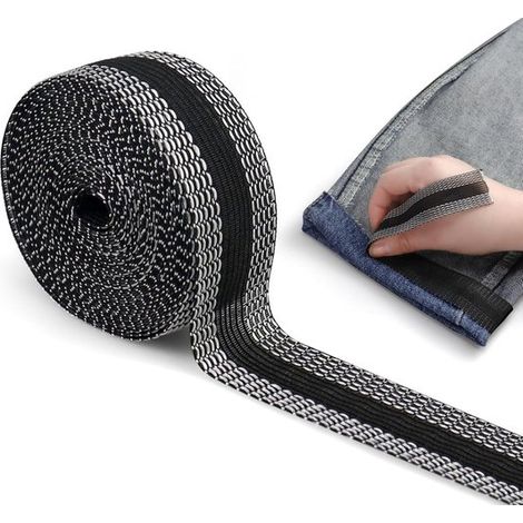Ruban thermocollant pour ourlets 10 m × 2,5 cm, ruban pour ourlets de pantalons, ruban pour rideaux, ruban à plisser, ruban thermocollant pour ourlets, ruban auto-adhésif sans couture, pour ourlets, l (1/5)
