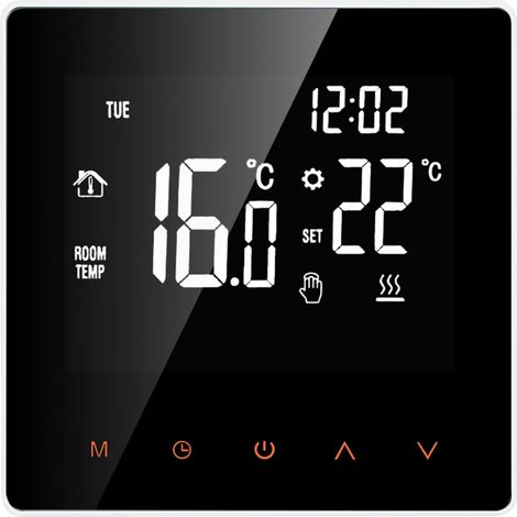 Thermostat d'ambiance numérique intelligent à écran LCD pour chauffage électrique au sol 16A, programmable hebdomadairement (1/5)