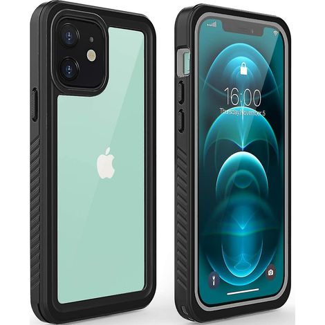 Étui étanche iPhone 12, coque rigide anti-choc et anti-poussière IP68, protection intégrale avec verre de protection, immersion sous-marine, robuste et résistant (1/4)