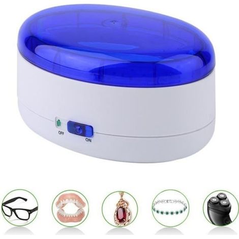(bleu et blanc)Nettoyeur à ultrason - Non spécifié - Machine de nettoyage - 20 watts - 600 ml - Bleu et blanc (1/4)