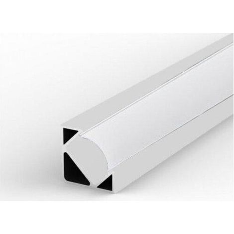 Profilé Aluminium Blanc Angle 2m pour Ruban LED Couvercle Blanc