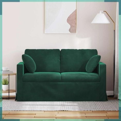 Canapé - 42024415 - Velours vert foncé - Cadre métal robuste - 138 x 78 x 80 cm (1/5)