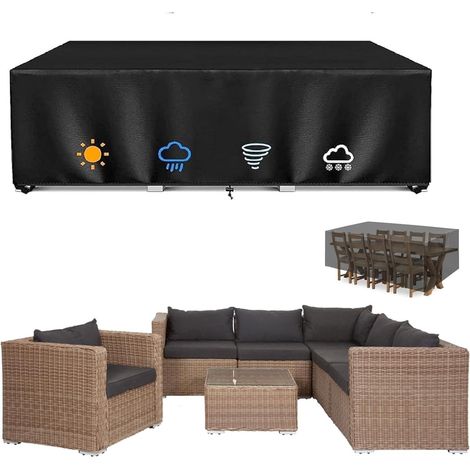 1 Housse De Protection Salon De Jardin 260x120x90cm Tissu Oxford 420d Imperméable Anti-Uv Avec Sangles Pour Extérieur
