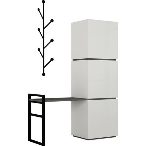 Scarpiera Akoni, Mobile Portascarpe 12 Paia, un Ripiano, Un'anta, 109x39x149h cm Bianco