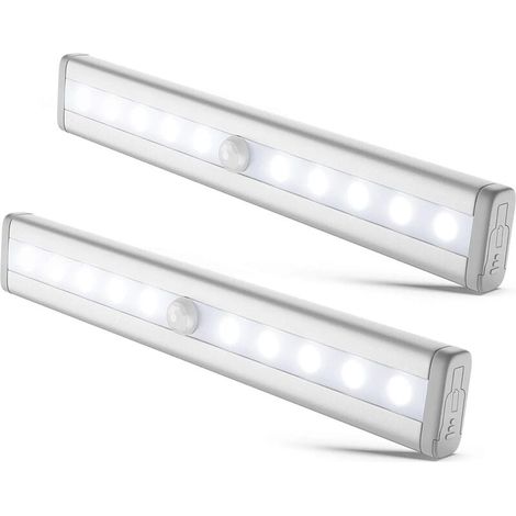 YMYNY 2er-Pack LED-Nachtlichter mit Bewegungsmelder, Schrankbeleuchtung, LED-Lichtstreifen, selbstklebend, Betrieb mit AAA-Batterien (nicht im Lieferumfang enthalten) (1/4)