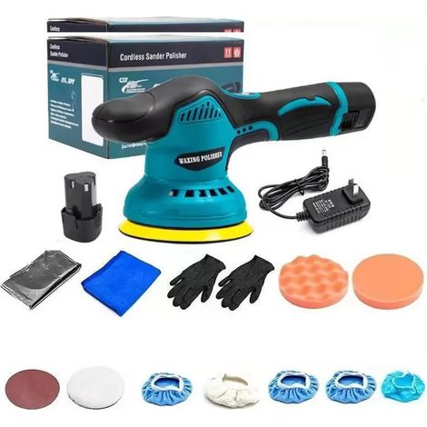 Ponceuse-polisseuse sans fil à batterie lithium, perceuse-visseuse avec brosse pour réparation des rayures et lustrage des sols en marbre (1 batterie + 1 chargeur)