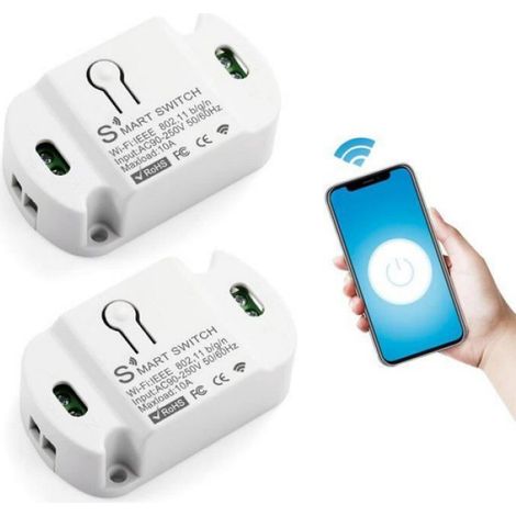 2pcs Interrupteur Wifi, Interrupteur Connecté Alexa, Mini Alexa Interrupteurs,Interrupteurs Wifi Smart Life M BLANCHISSEUR DE DENTS (1/4)