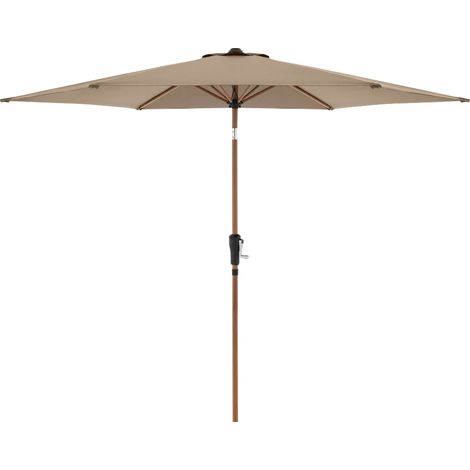 Doppler Mittelstockschirm "LIFE lift Woodstyle" Ø305 cm, greige, Bezug aus 100% Polyester, Gestell aus Stahl und Aluminium, Gewicht 8,2 kg (1/5)