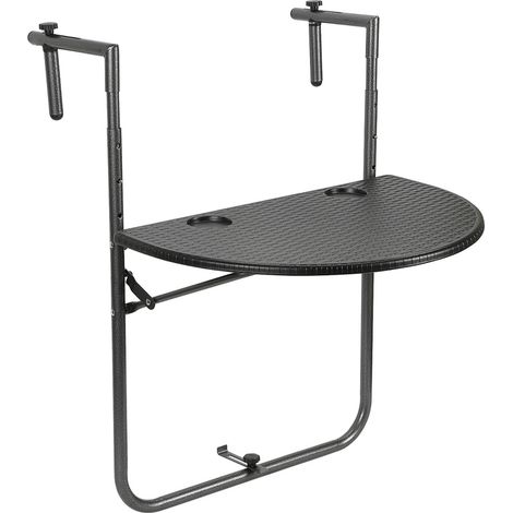 Jiubiaz Balkonhängetisch ,Gartentisch klappbar, Hängetisch 3-stufig höhenverstellbar, Balkontisch bis 20kg belastbar, Klapptisch Metall,Balkon Tisch
