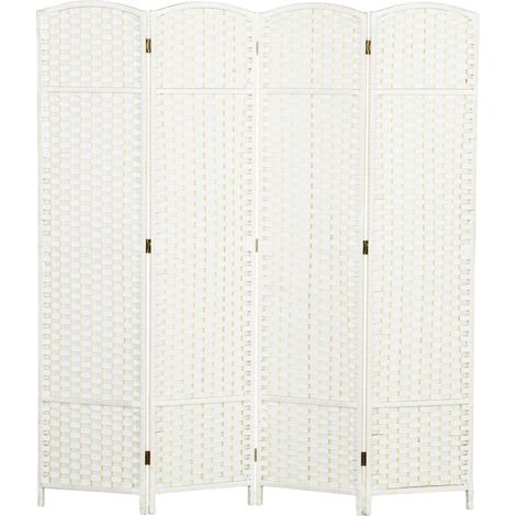 Paravent 4 panneaux cloison séparation salon chambre bureau blanc design intérieur