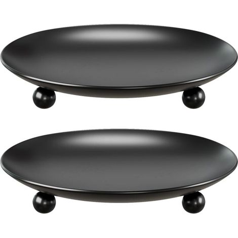 Bougeoirs noirs, 2 bougeoirs en métal de haute qualité, plateaux cylindriques pour bougies, centres de table. (1/5)