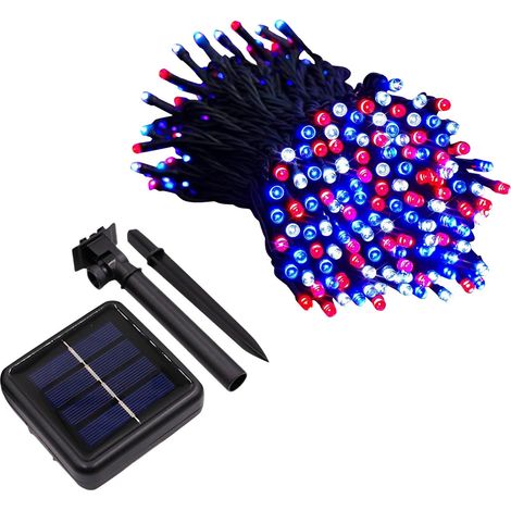 Set di 2 luci natalizie solari multicolore per esterni – 100 LED, 12 m – Luci natalizie solari con 8 modalità – Luci impermeabili per alberi di Natale e feste (1/5)