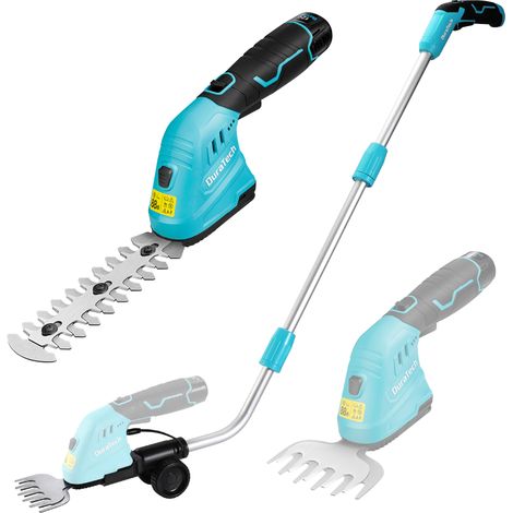 Cisaille sculpte-haie électrique 12V – Taille-herbes 2 en 1 avec lames 120/160 mm – Tige télescopique 126 cm – Batterie 2.0Ah – Duratech (1/5)