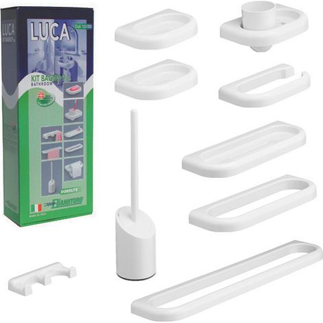 Kit accessori bagno serie luca mod.new 9 pz bianco