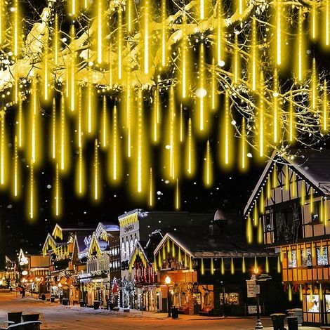 Guirlandes Lumineuses, 30cm 8Tube Météore Pluie Guirlande Lumineuse Extérieur IP44 Decoration Noel Arbre Lumineux Extérieur Douche Pluie Feux pour Maison Arbre Jardin Noël Parti, Blanc chaud-Fei Yu (1/5)