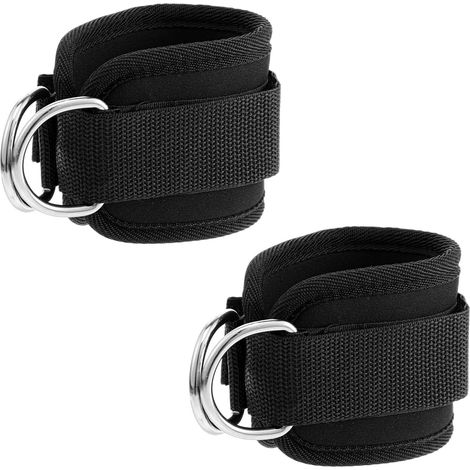 2 Sangles de Cheville Musculation pour Poulie avec Double Anneau en D, Ankle Straps Réglables pour Exercices de Fessiers, Jambes et Kickbacks, Accessoires Fitness et Sport pour Hommes et