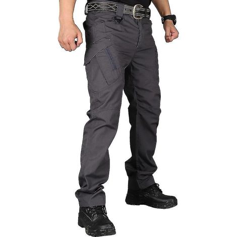 Neue wasserdichte taktische Cargohose für Herren von New Soldier, Cargo-Stil, ideal für Outdoor-Aktivitäten und Kampfeinsätze – Grau – Größe M