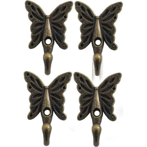 KZQ Perchero de pared con diseño de mariposas, 4 piezas, toallero vintage, colgador de pared para cocina, baño y dormitorio (1/4)