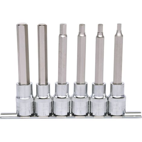 1/2" Jeu de douilles tournevis 6 pans intérieur CHROMEplus, longues, 6 pcs. 5-12 mm (1/4)