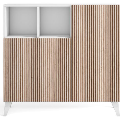 Herdasa, Zapatero en Melamina, modelo Moss, 87x90x27cm, blanco - frente efecto vallado natural