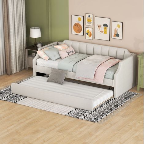 MEUBLIV Letto banquette 90x200 cm beige - con letto estraibile, senza materasso (1/5)