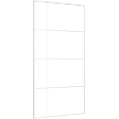 Puerta corredera ESG vidrio y aluminio blanca 102,5x205 cm vidaXL