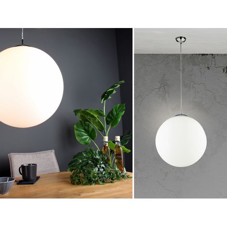 LED Pendelleuchte 1 flammig Glaskugel Weiß satiniert, Ø 35cm