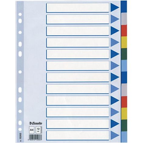 Esselte 15262 intercalare Indice a linguetta vuota Polipropilene (PP) Multicolore (1/2)