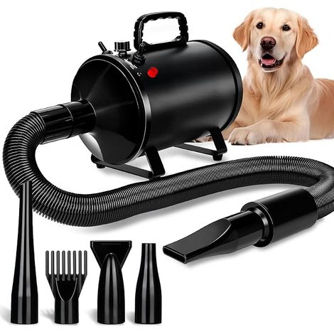Dog Hair Dryer with Temperature Levels, Continuous Adjustable Air Flow and Nozzles - Pet Grooming Dryer (1/5)