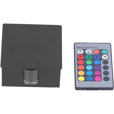 Luminaire murale LED RGB 3W carrée en fer, design nordique moderne, lampe décorative pour salon, chambre, hôtel, villa, couloir, KTV, télécommande avec batterie intégrée, coque noire (1/5)