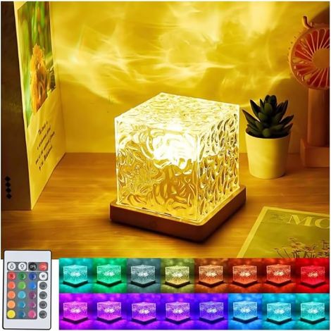 Wellenförmige Lampe, Lampe mit Ozeanmotiv, LED-Nachttischlampe, RGB-Tischlampe mit 16 Farben und Fernbedienung, romantisches, dimmbares Schlafzimmer-Ambientelicht, Geschenkidee für Kinder/Partyleuchte