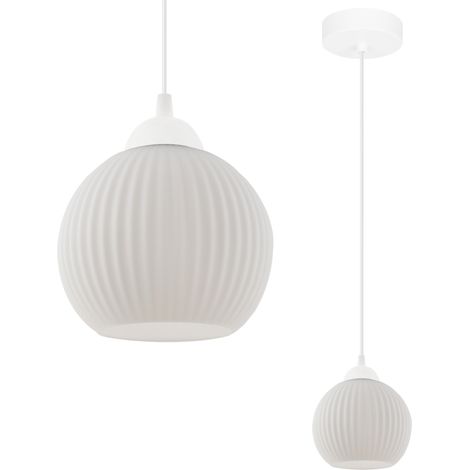 LAMPADA A SOSPENSIONE RIFFLE WHITE 1 SFERA PIATTA BIANCA E27